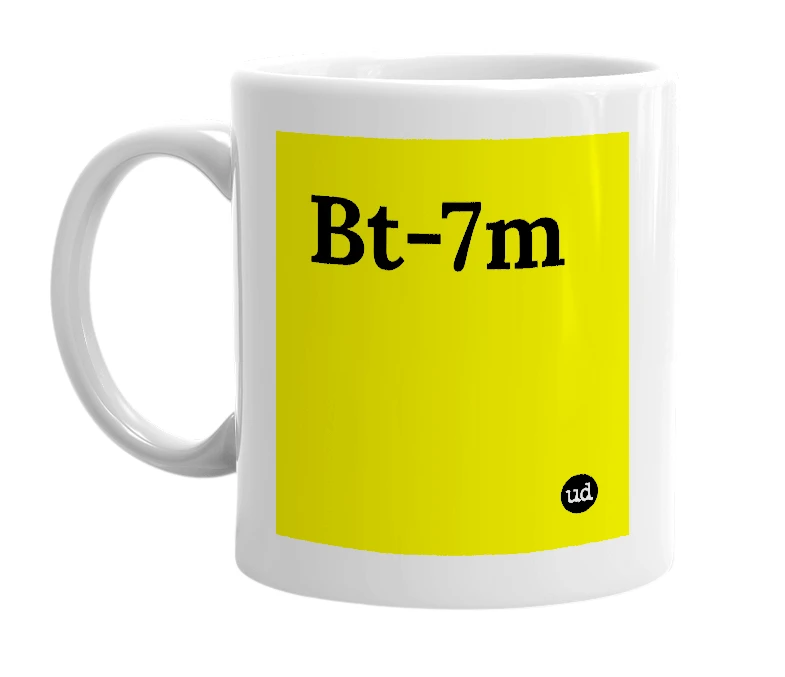 White mug with 'Bt-7m' in bold black letters