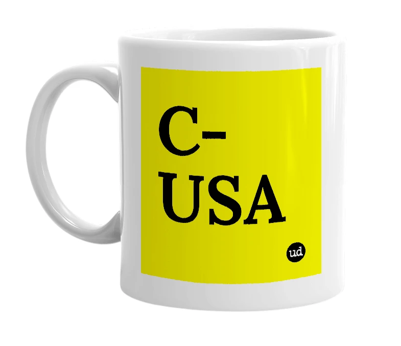 White mug with 'C-USA' in bold black letters