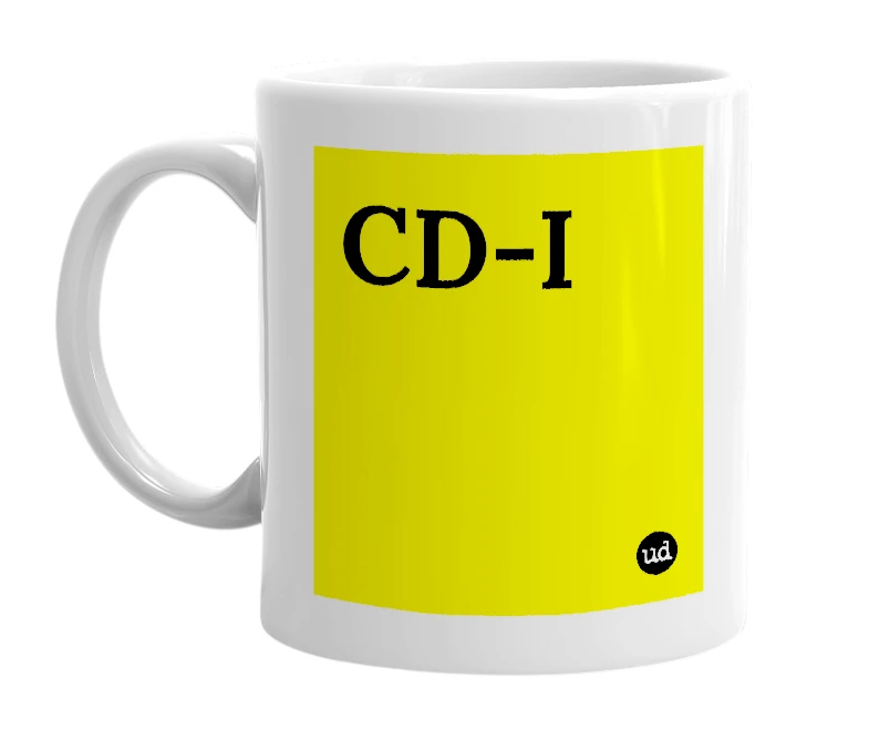 White mug with 'CD-I' in bold black letters