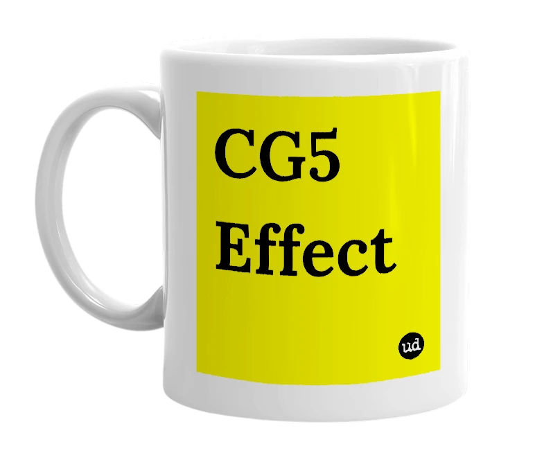 White mug with 'CG5 Effect' in bold black letters