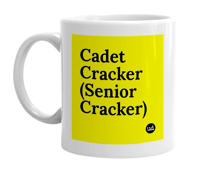 White mug with 'Cadet Cracker (Senior Cracker)' in bold black letters