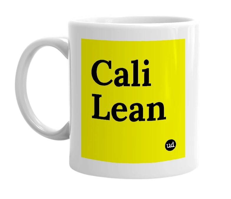White mug with 'Cali Lean' in bold black letters