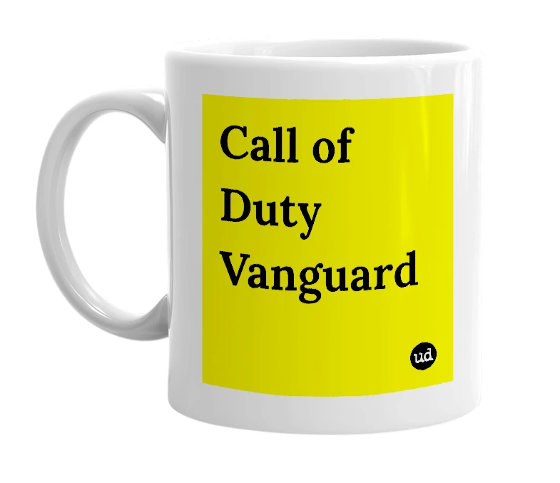 White mug with 'Call of Duty Vanguard' in bold black letters