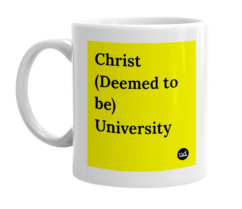 White mug with 'Christ (Deemed to be) University' in bold black letters