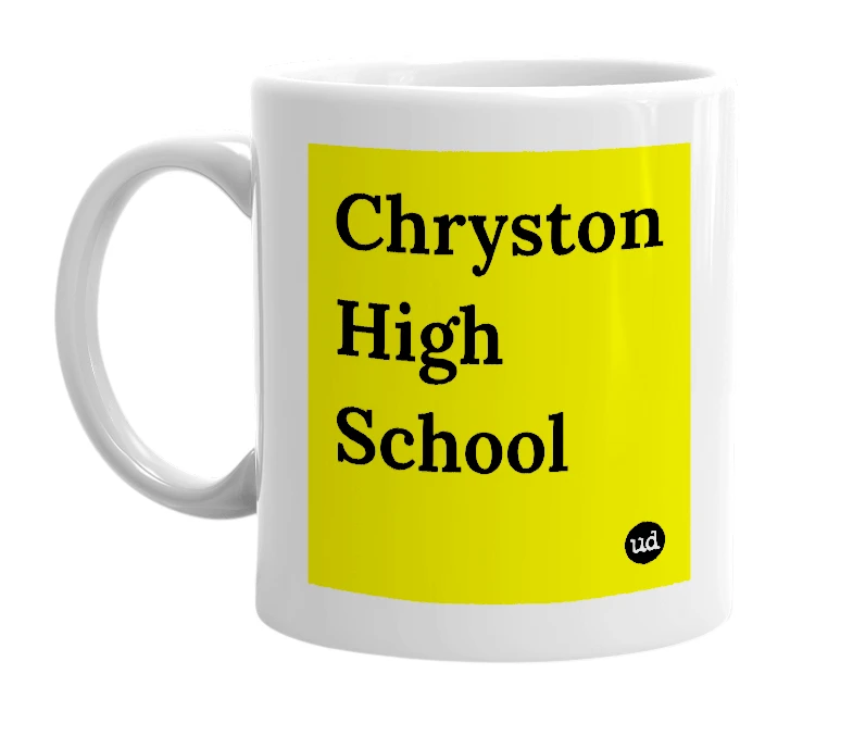 White mug with 'Chryston High School' in bold black letters