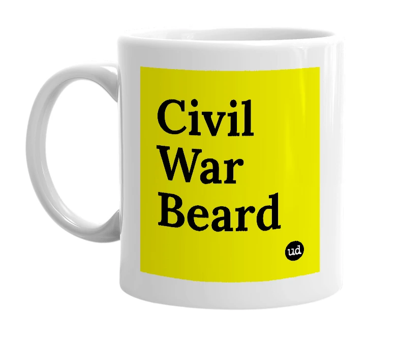 White mug with 'Civil War Beard' in bold black letters