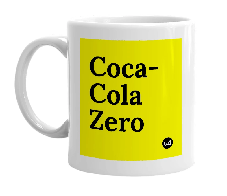 White mug with 'Coca-Cola Zero' in bold black letters
