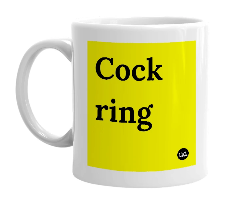 White mug with 'Cock ring' in bold black letters