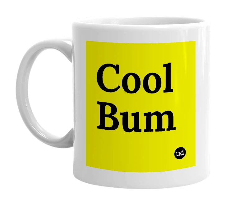 White mug with 'Cool Bum' in bold black letters