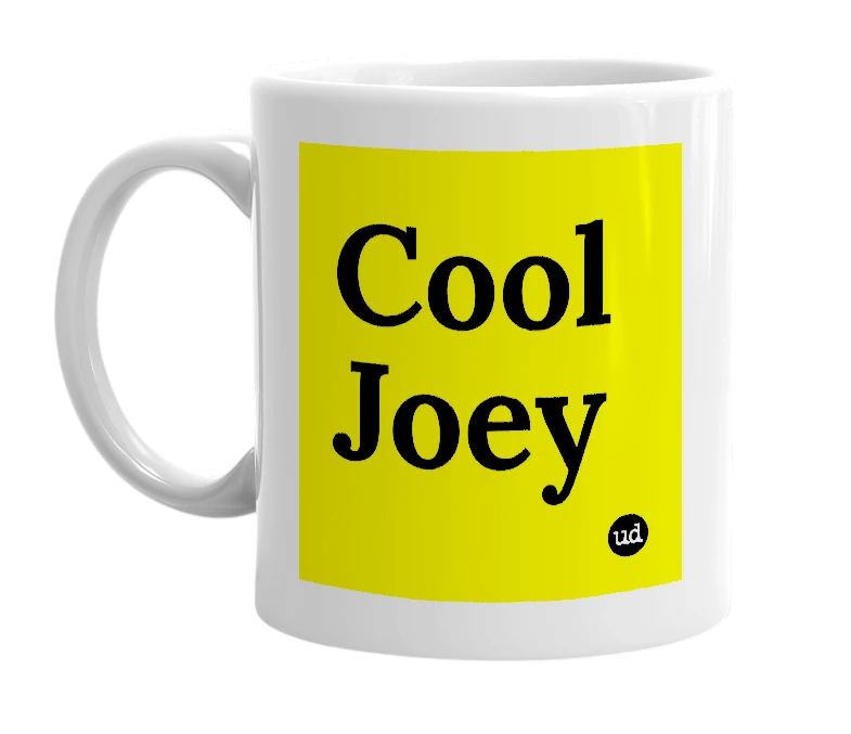 White mug with 'Cool Joey' in bold black letters
