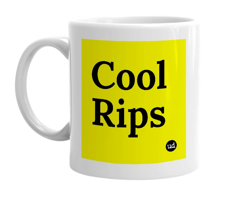 White mug with 'Cool Rips' in bold black letters