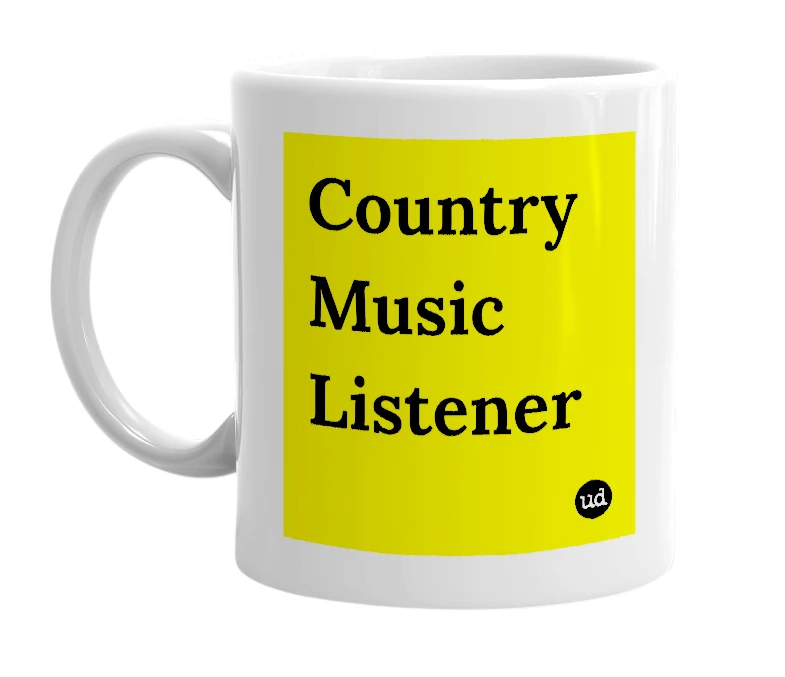White mug with 'Country Music Listener' in bold black letters