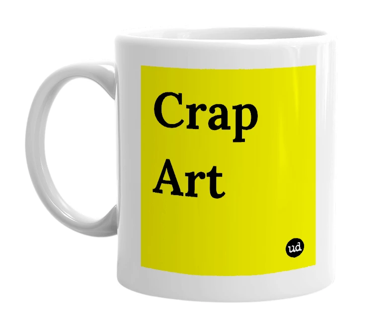 White mug with 'Crap Art' in bold black letters