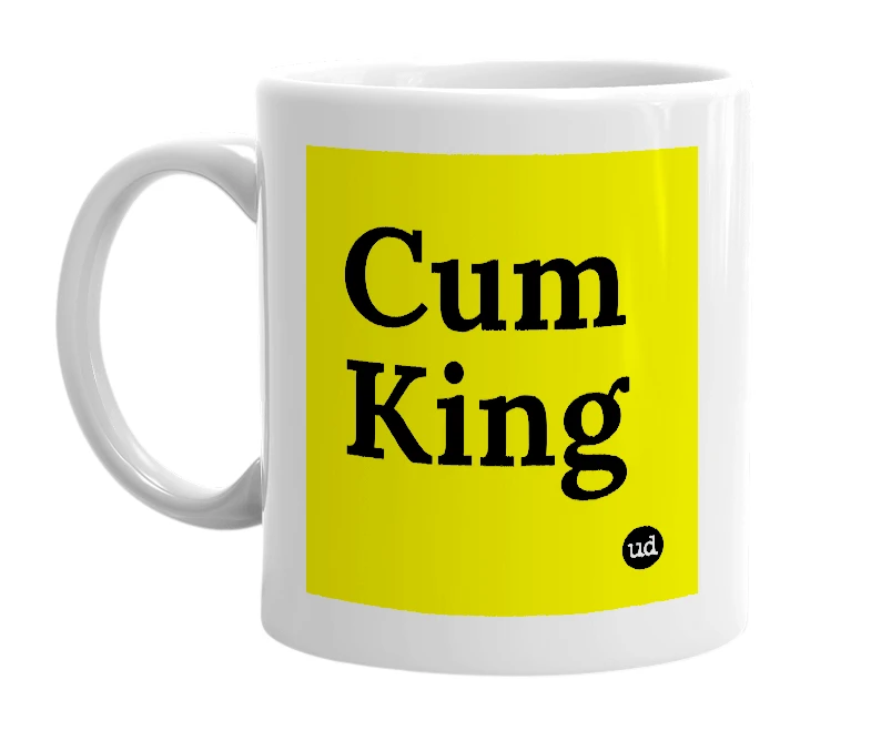 White mug with 'Cum King' in bold black letters