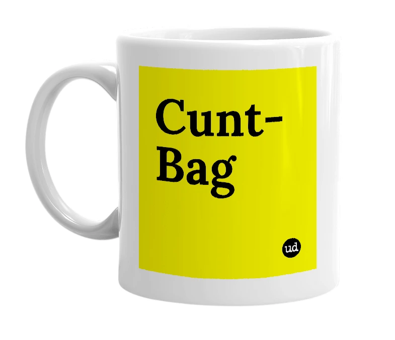 White mug with 'Cunt-Bag' in bold black letters