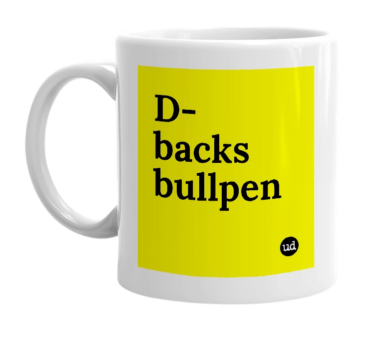 White mug with 'D-backs bullpen' in bold black letters