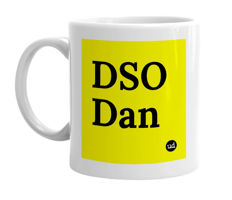 White mug with 'DSO Dan' in bold black letters