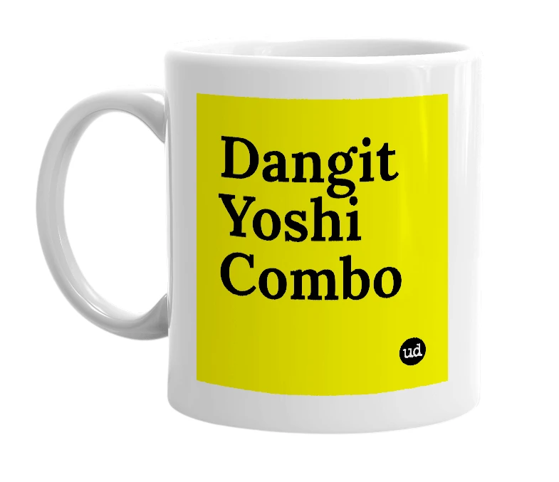 White mug with 'Dangit Yoshi Combo' in bold black letters