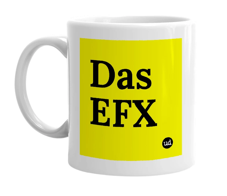 White mug with 'Das EFX' in bold black letters