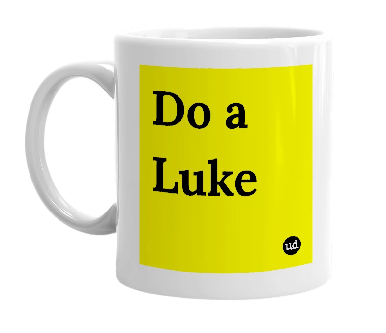 White mug with 'Do a Luke' in bold black letters