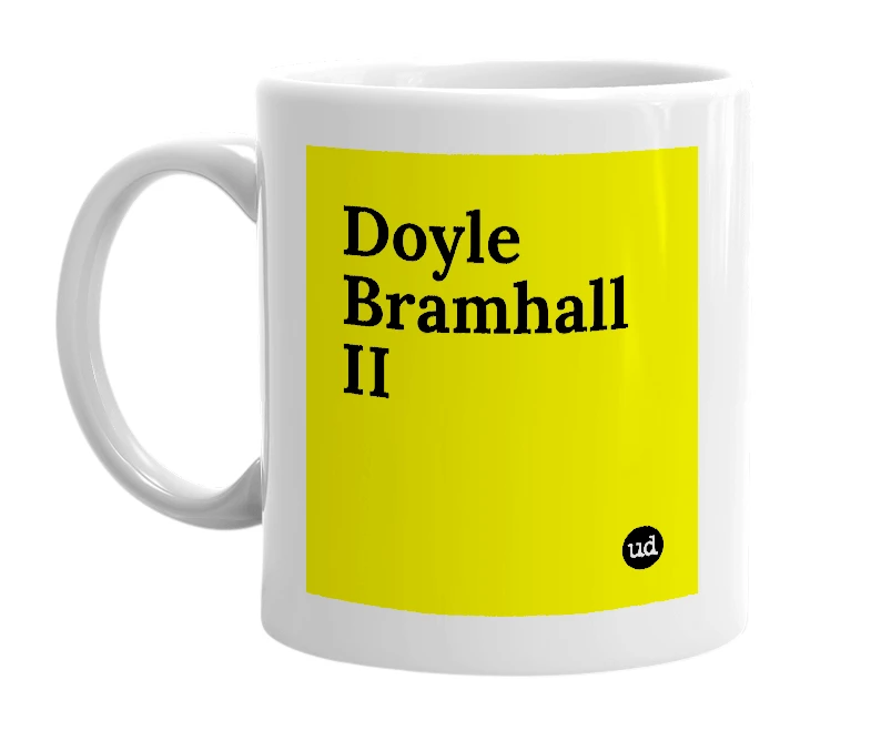 White mug with 'Doyle Bramhall II' in bold black letters