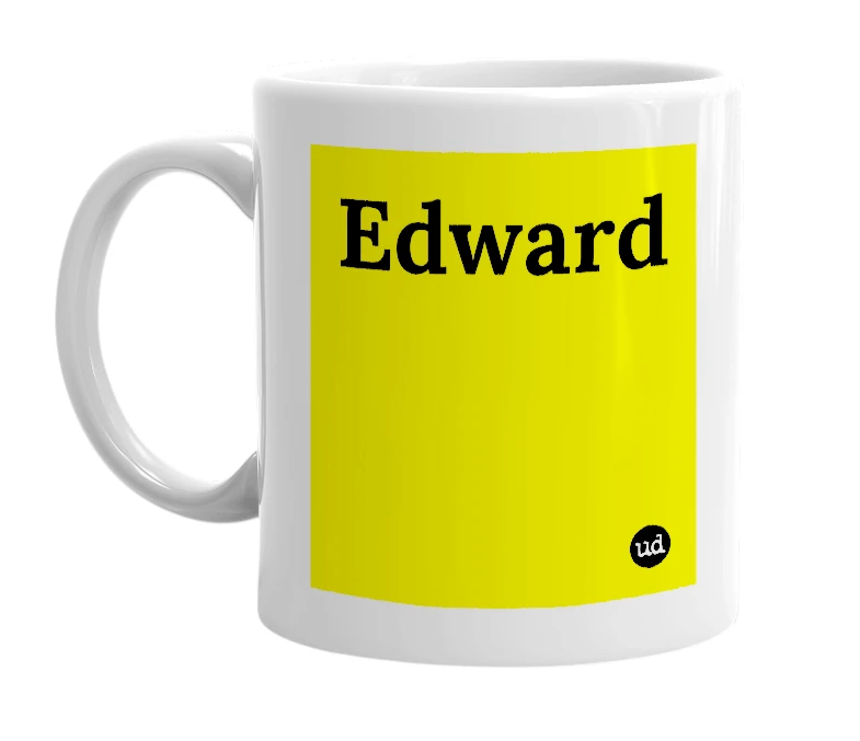 White mug with 'Edward' in bold black letters