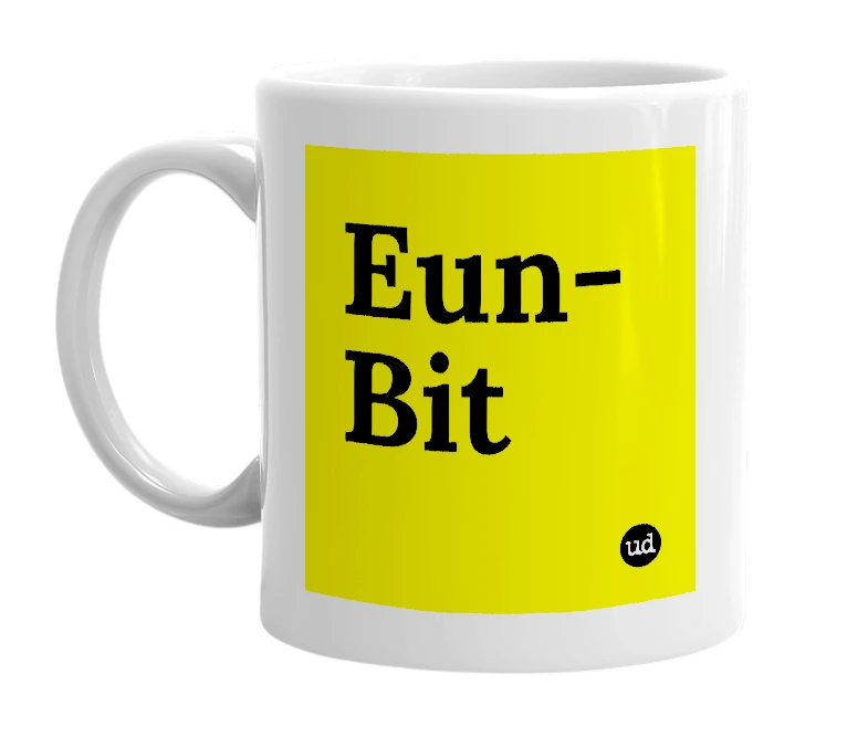 White mug with 'Eun-Bit' in bold black letters