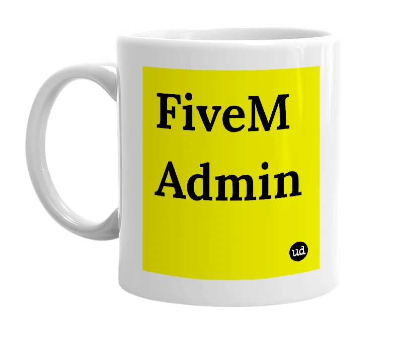 White mug with 'FiveM Admin' in bold black letters