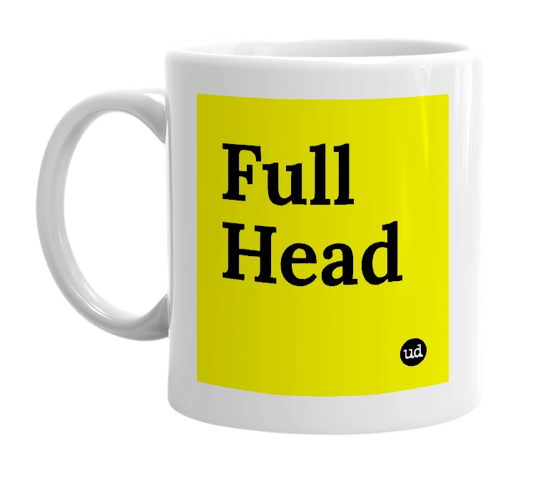 White mug with 'Full Head' in bold black letters