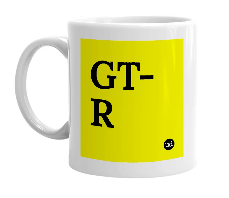White mug with 'GT-R' in bold black letters