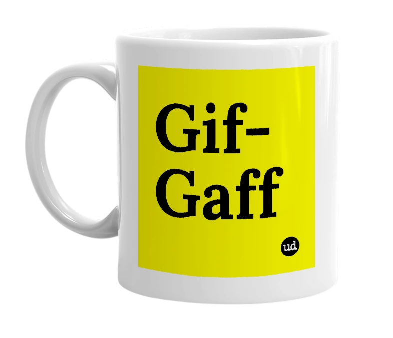 White mug with 'Gif-Gaff' in bold black letters