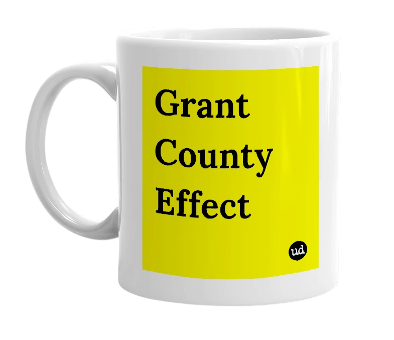 White mug with 'Grant County Effect' in bold black letters