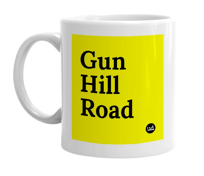 White mug with 'Gun Hill Road' in bold black letters