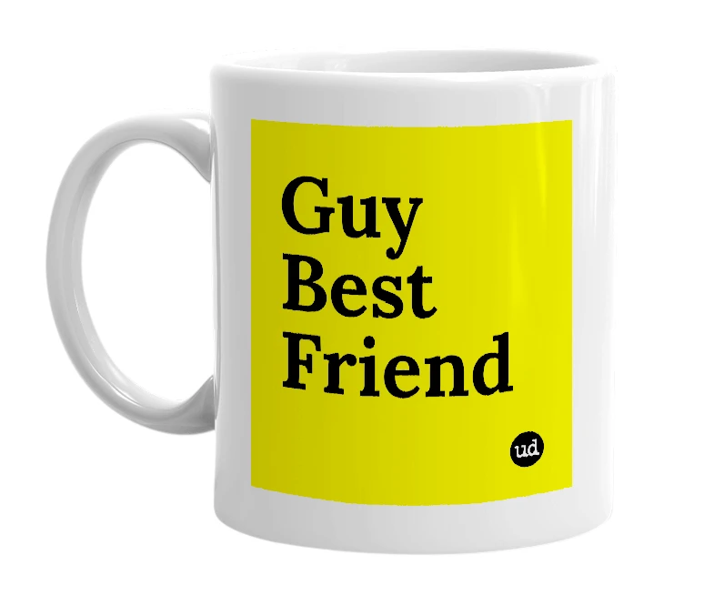 White mug with 'Guy Best Friend' in bold black letters