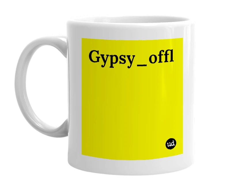 White mug with 'Gypsy_offl' in bold black letters