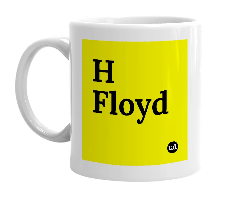 White mug with 'H Floyd' in bold black letters