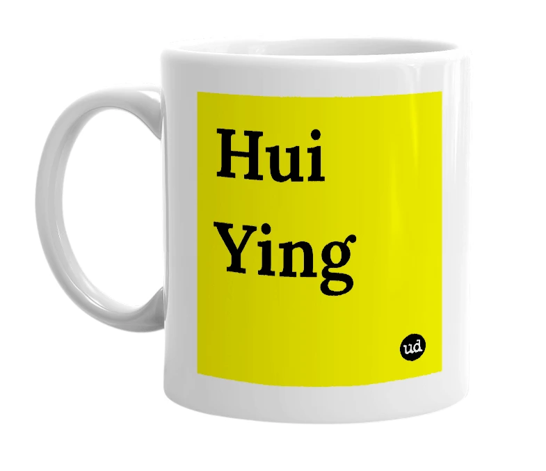 White mug with 'Hui Ying' in bold black letters