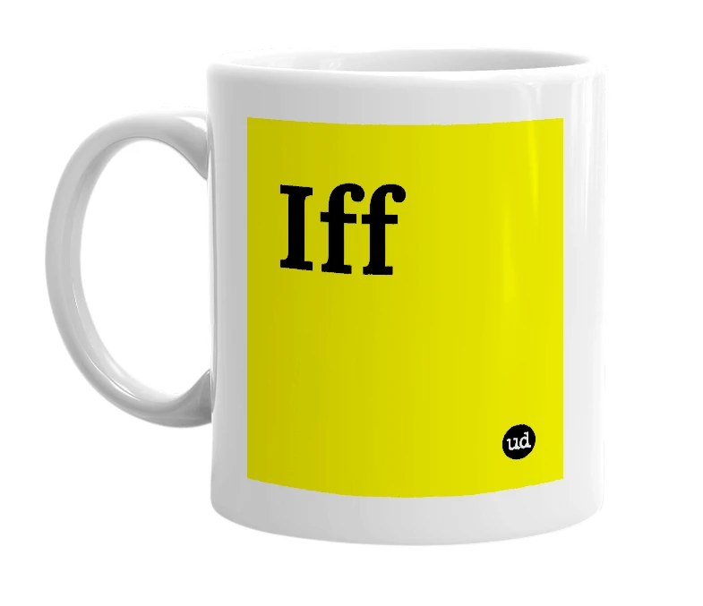 White mug with 'Iff' in bold black letters