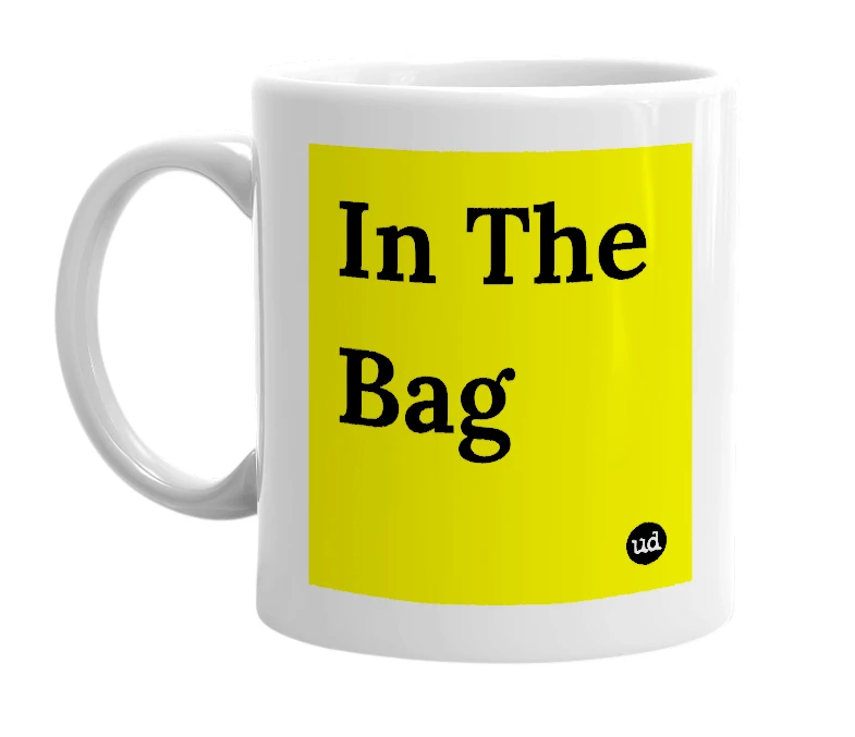 White mug with 'In The Bag' in bold black letters