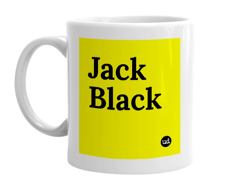 White mug with 'Jack Black' in bold black letters