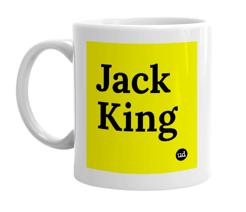 White mug with 'Jack King' in bold black letters