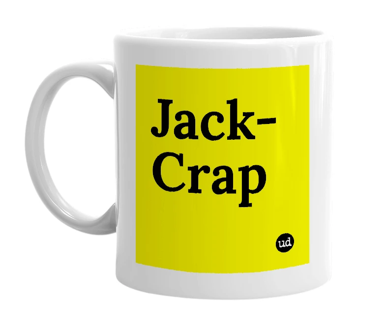 White mug with 'Jack-Crap' in bold black letters