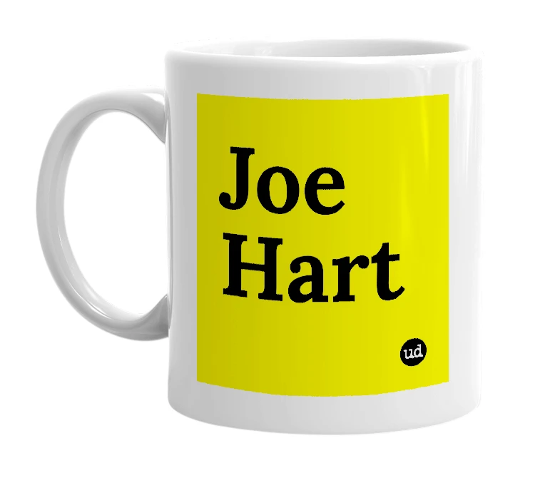 White mug with 'Joe Hart' in bold black letters