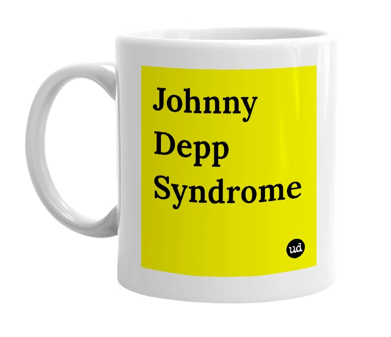 White mug with 'Johnny Depp Syndrome' in bold black letters