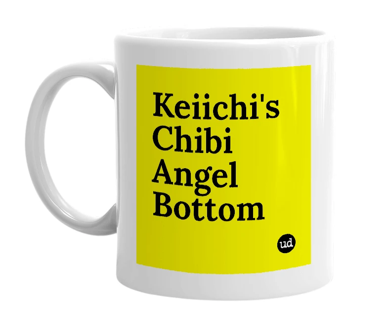 White mug with 'Keiichi's Chibi Angel Bottom' in bold black letters