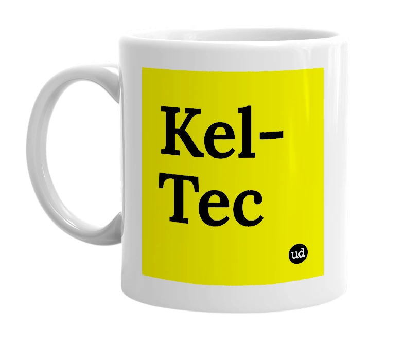 White mug with 'Kel-Tec' in bold black letters