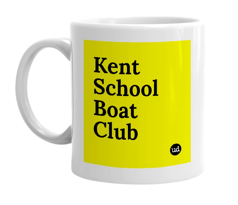 White mug with 'Kent School Boat Club' in bold black letters