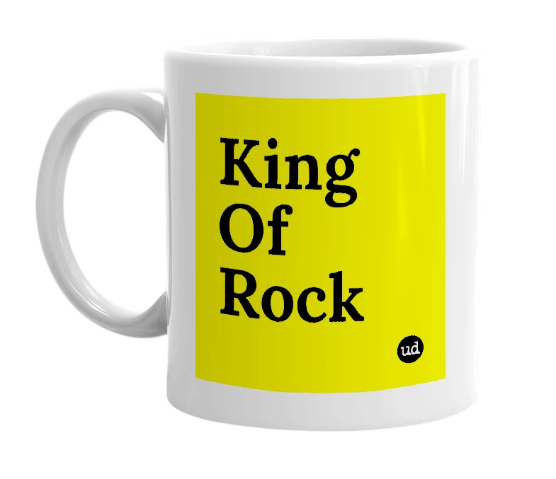 White mug with 'King Of Rock' in bold black letters