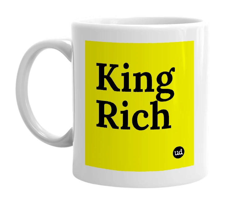 White mug with 'King Rich' in bold black letters