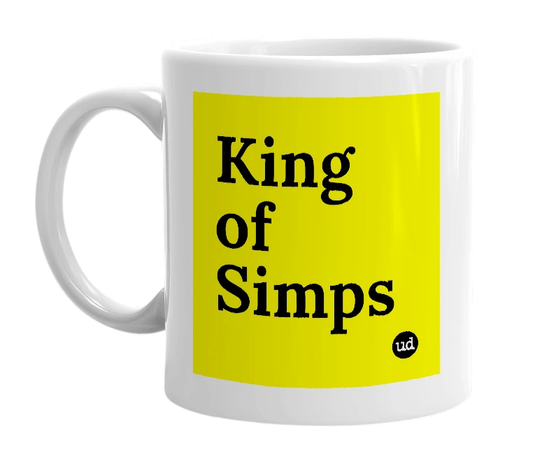 White mug with 'King of Simps' in bold black letters
